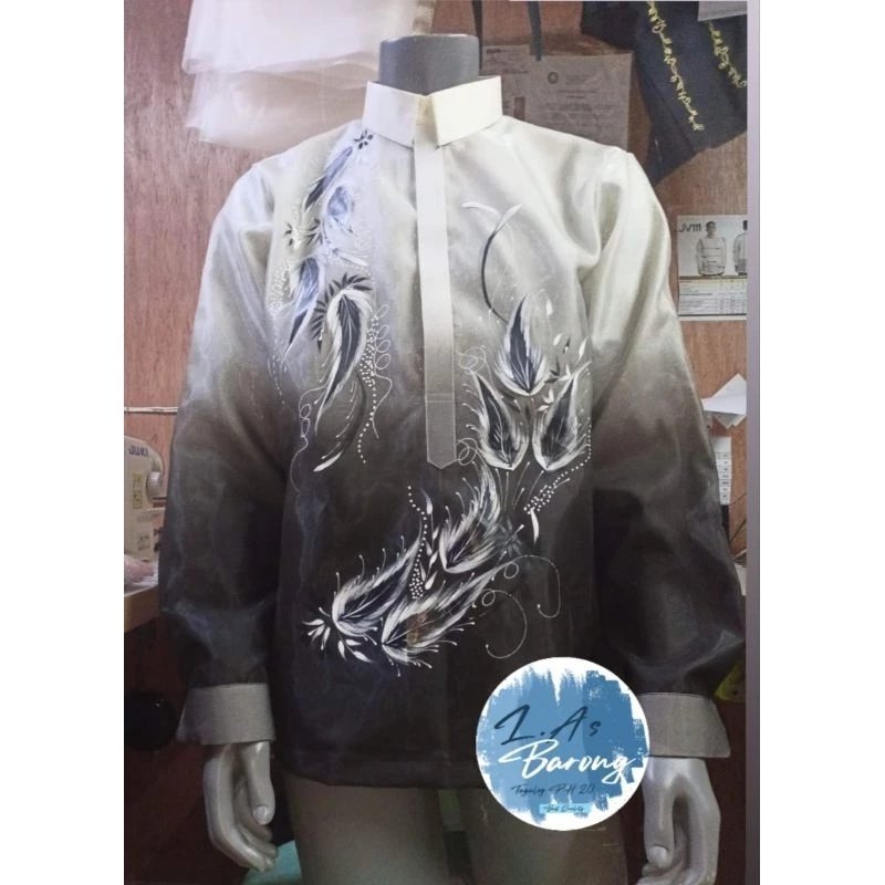 Modern Monochromatic Handpainted Design Barong